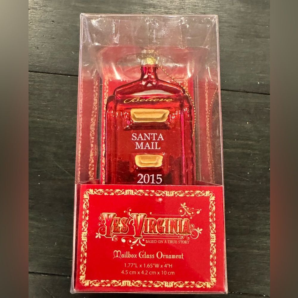 Macy's "Yes, Virginia" glass mailbox Letters to Santa 2015 Christmas ornament
